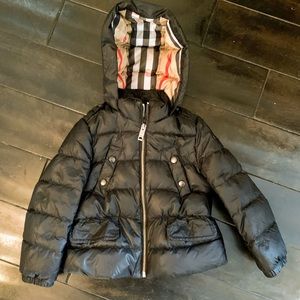 Burberry Kids Winter Puffer Mini Bronwyn Hooded Down Jacket Sz 4